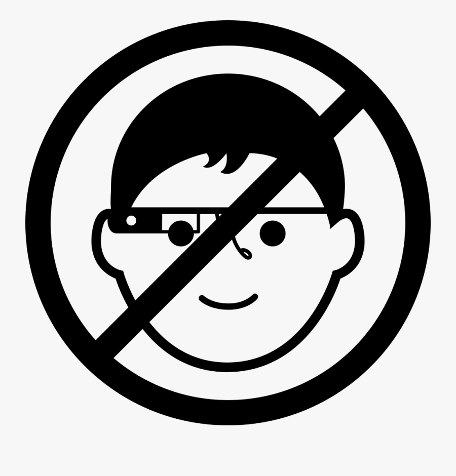 Google Glasses Prohibition Signal With Boy Face - Faccia Con Divieto, Transparent Clipart