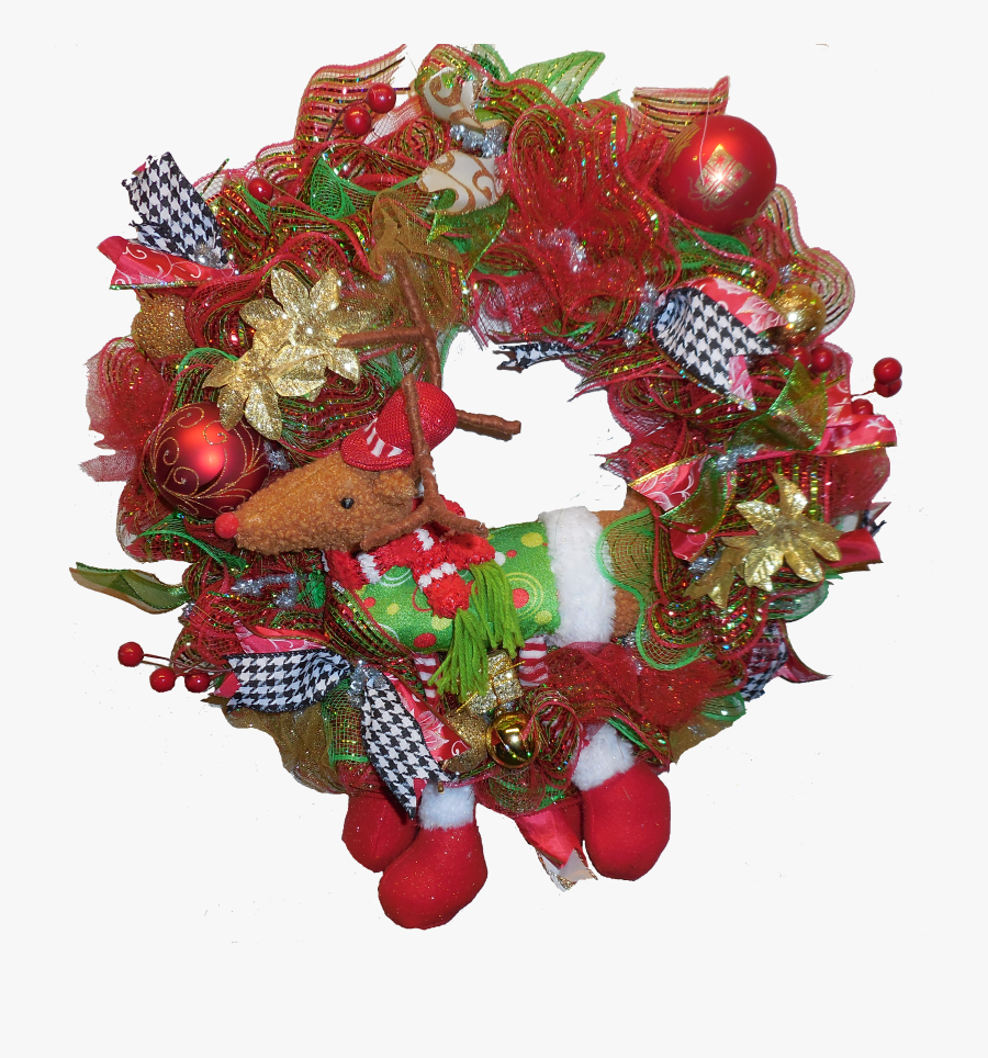 Clip Art Reindeer Wreath - Wreath, Transparent Clipart