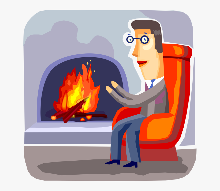 Vector Illustration Of Businessman Warms Hands After - Illustration, Transparent Clipart