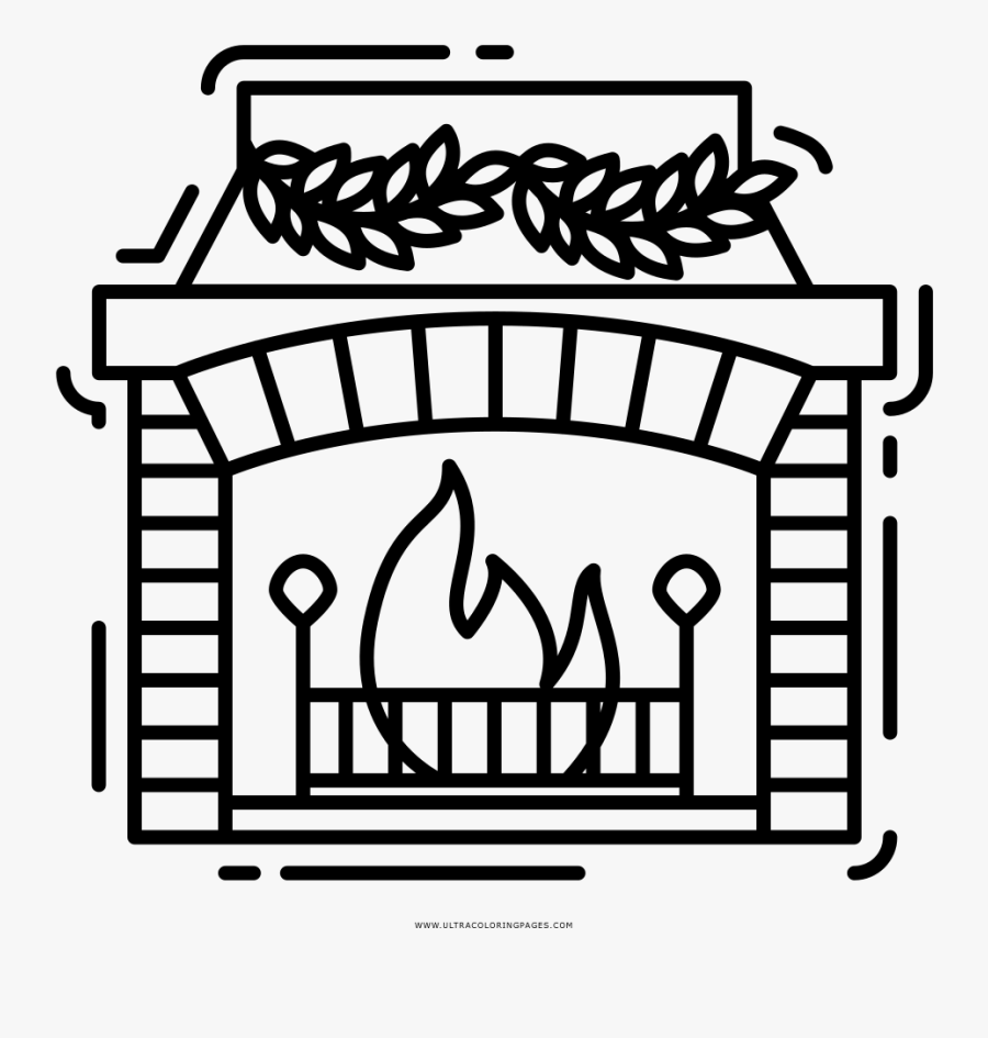 Fireplace Coloring Page, Transparent Clipart