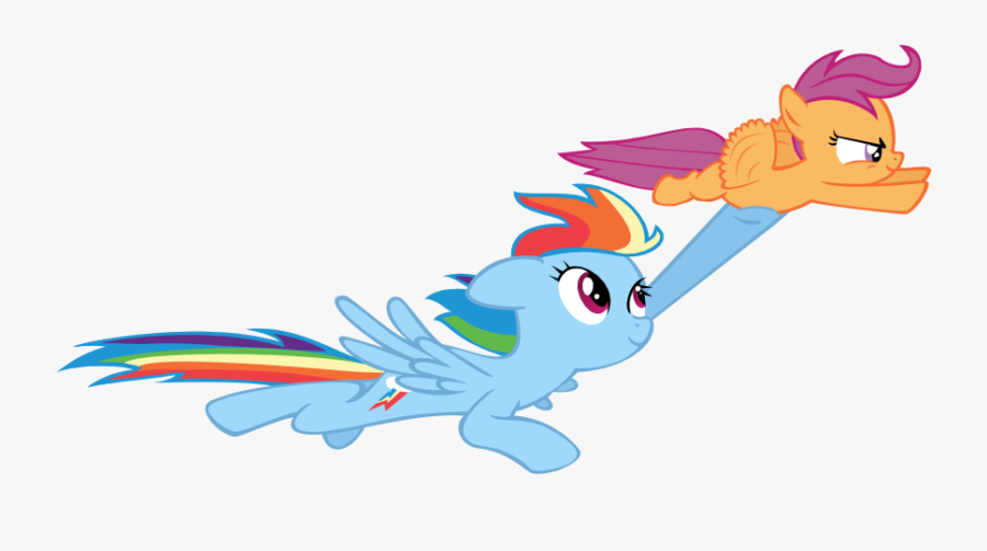 Rainbow Dash Flying Png Free Download - Rainbow Dash Flying With Scootaloo, Transparent Clipart