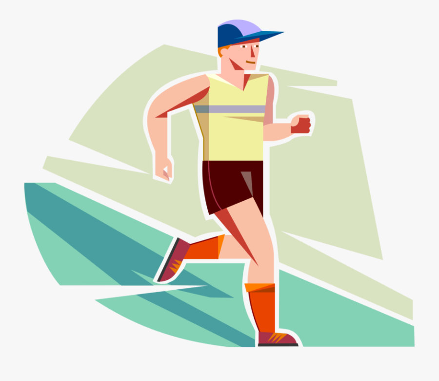 Vector Illustration Of Young Adolescent Boy Jogger - Teenager Exercise Vector Png, Transparent Clipart