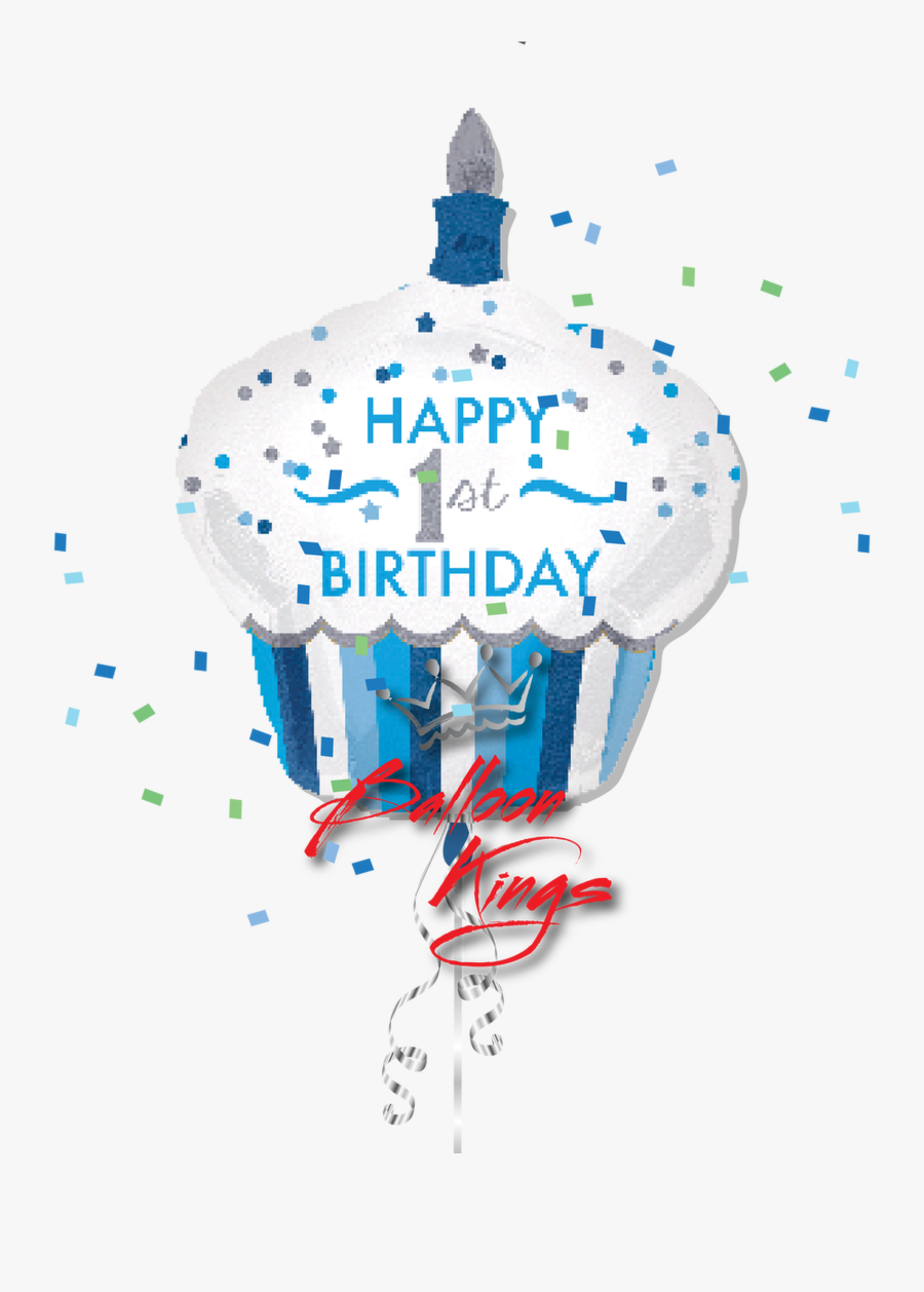 1st Birthday Cupcake Boy, Transparent Clipart