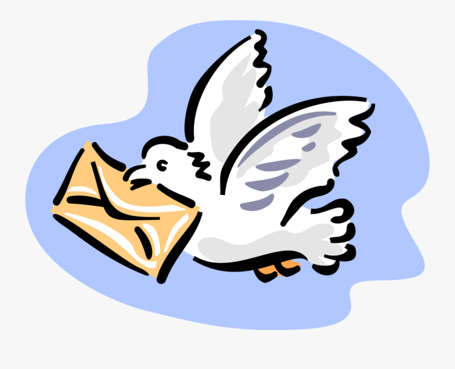 Vector Illustration Of Carrier Pigeon Bird Delivers - Letter Pigeon Png, Transparent Clipart