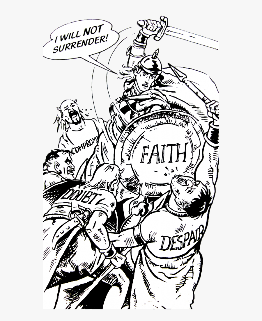 Warrior Fighting Of The Demons That Surround Her - Cartoon, Transparent Clipart