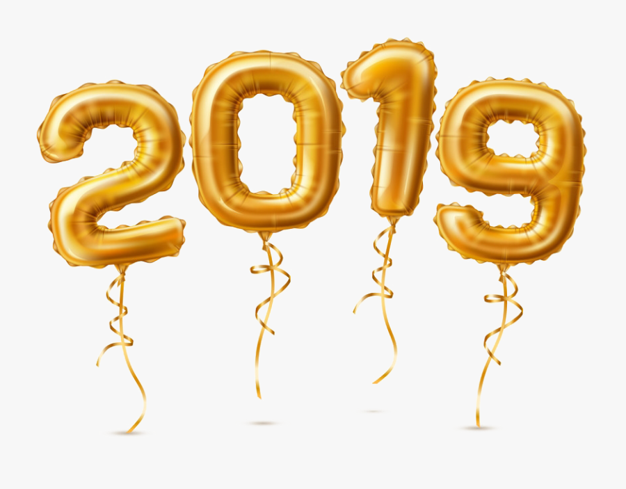 Golden 2019 Balloons Png - Illustration, Transparent Clipart