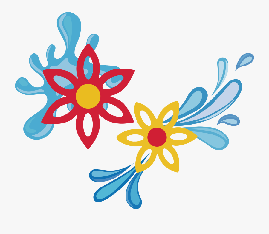 Flowers And Splash, Transparent Clipart