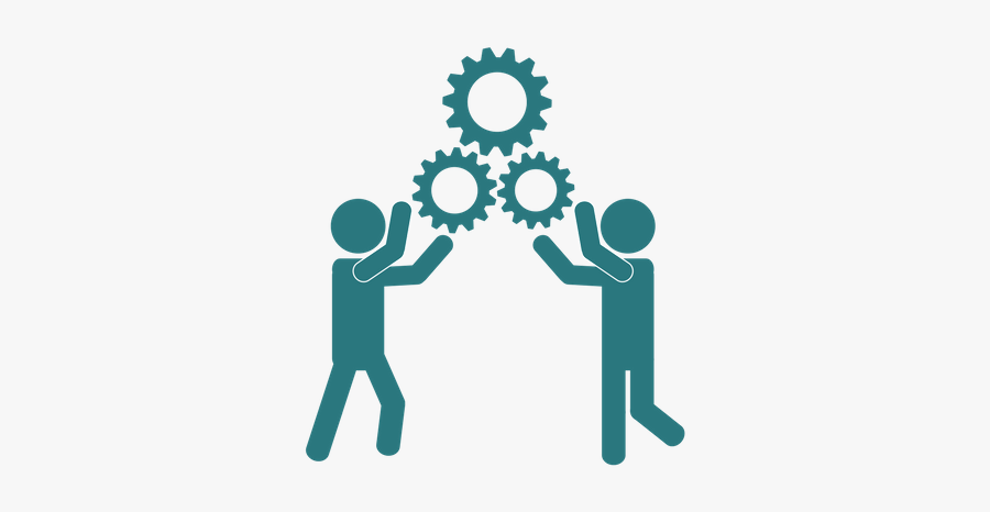 People With Gears Image - Teamwork Icon White Background, Transparent Clipart