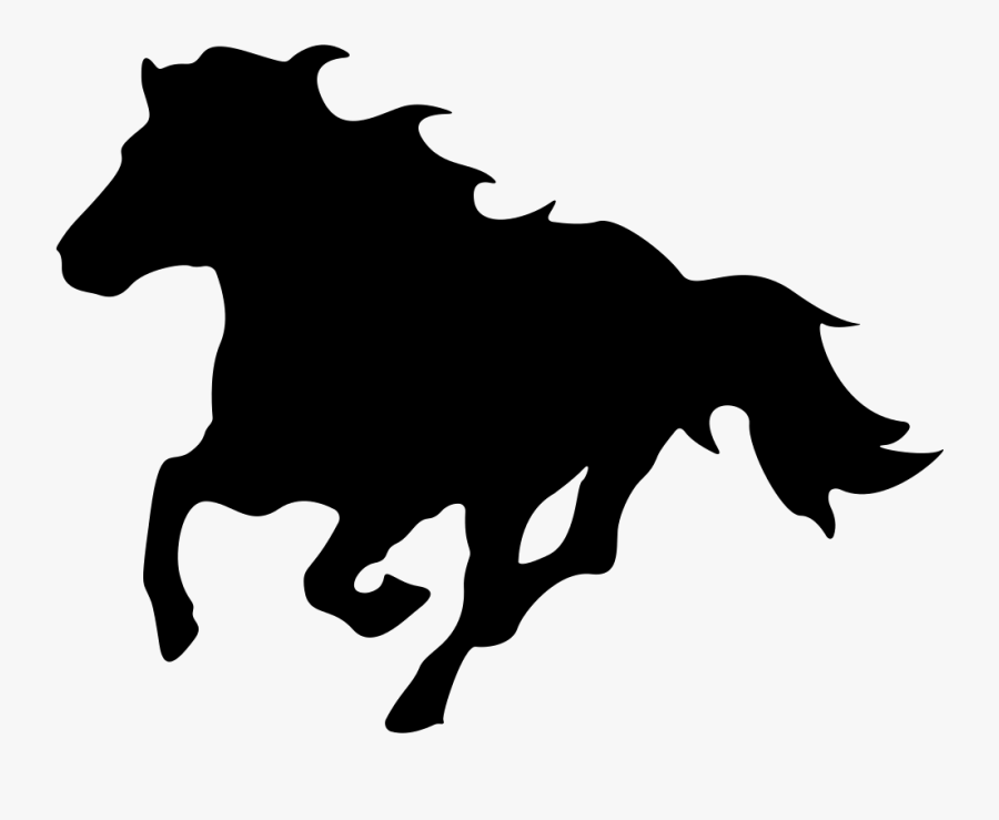 Running Horse Facing The Left Direction Silhouette - Silhueta De Cavalo Correndo, Transparent Clipart