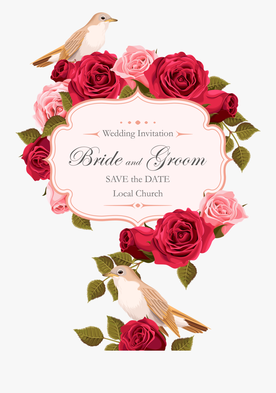 Wedding Invitation Rose Euclidean Vector - Wedding Invitation Red Roses, Transparent Clipart