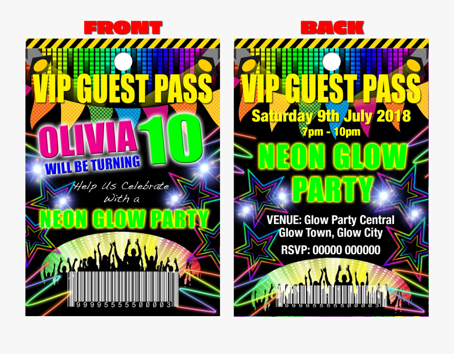 Neon Glow Disco Party, Pink, Red Or Blue, Vip Guest - Poster, Transparent Clipart