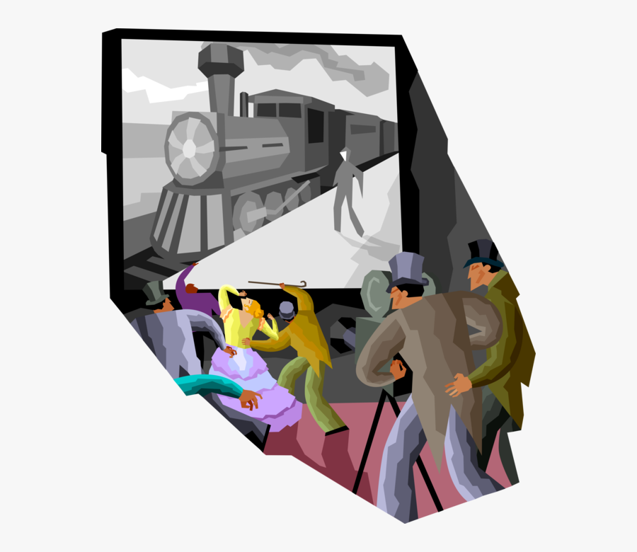 Vector Illustration Of Lumière Brothers, 1st Movie - Lumiere Brothers Cartoon, Transparent Clipart