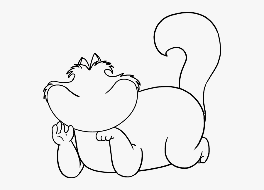 Drawn Cheshire Cat Tail - Line Art, Transparent Clipart