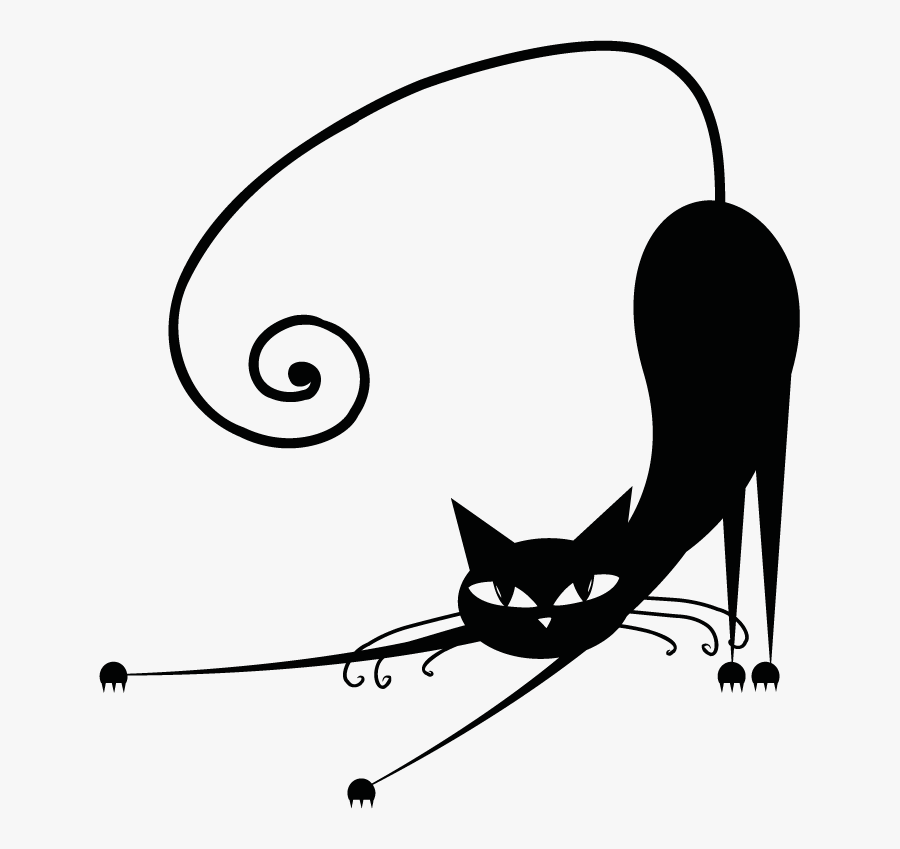 Cat Design Black And White, Transparent Clipart