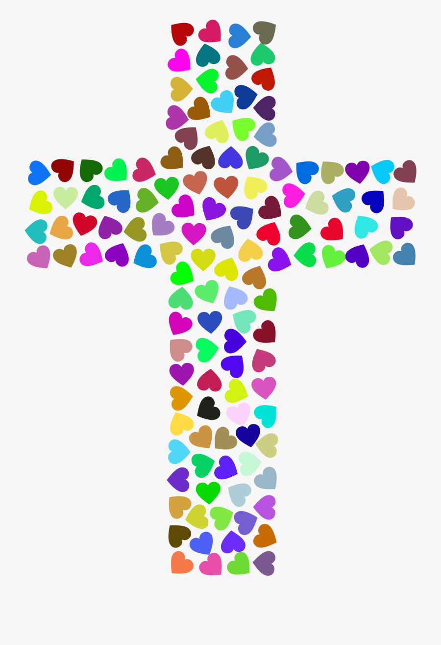 Prismatic Hearts Cross Clip Arts - Clipart Heart Cross Logo, Transparent Clipart