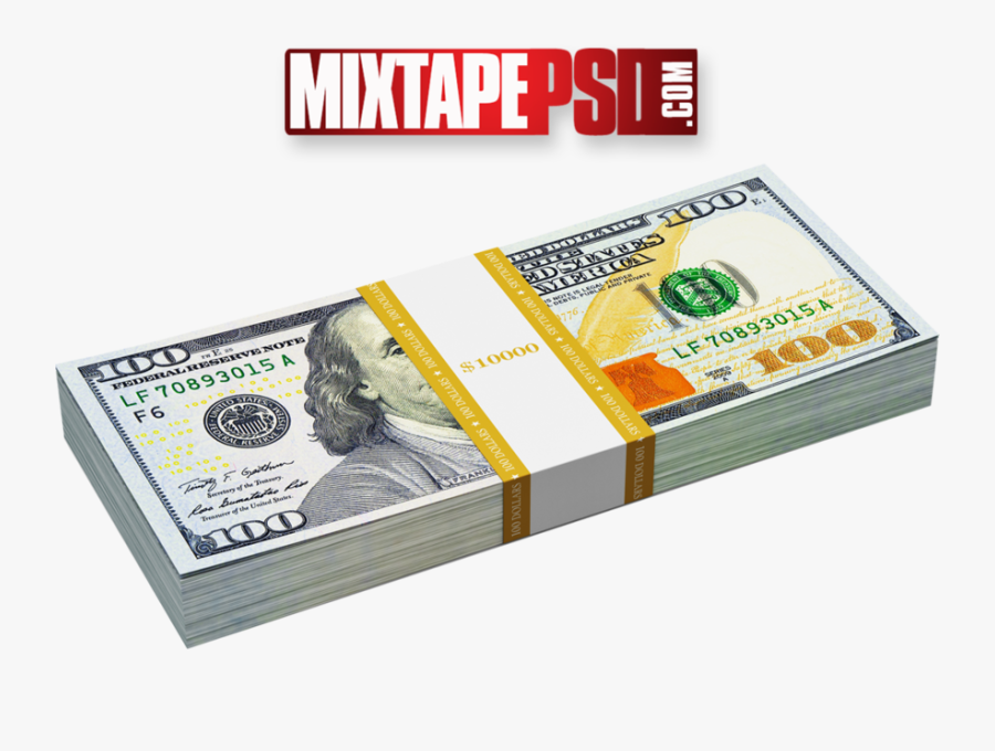 Blue Hundred Dollar Bill Png - Stack Of Ten Thousand Dollars, Transparent Clipart