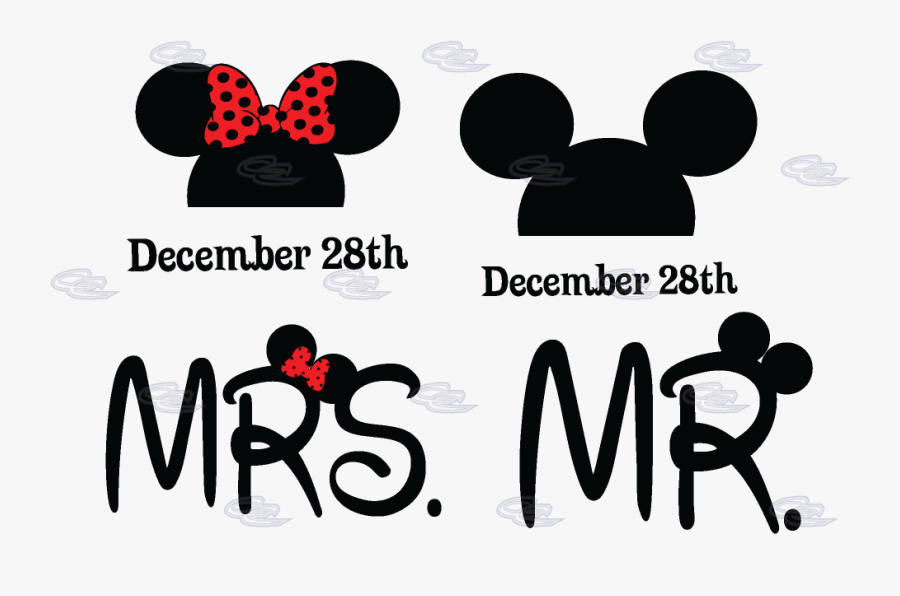 Mr Mrs Mickey Minnie Mouse Heads With Custom Wedding - Mickey Mouse Y Minnie Mrs, Transparent Clipart