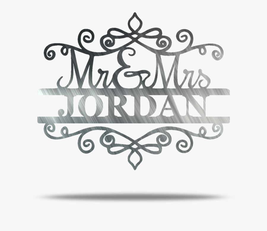 Mr & Mrs Scroll Personalizable Metal Wall Art - Split Monogram Mr And Mrs, Transparent Clipart
