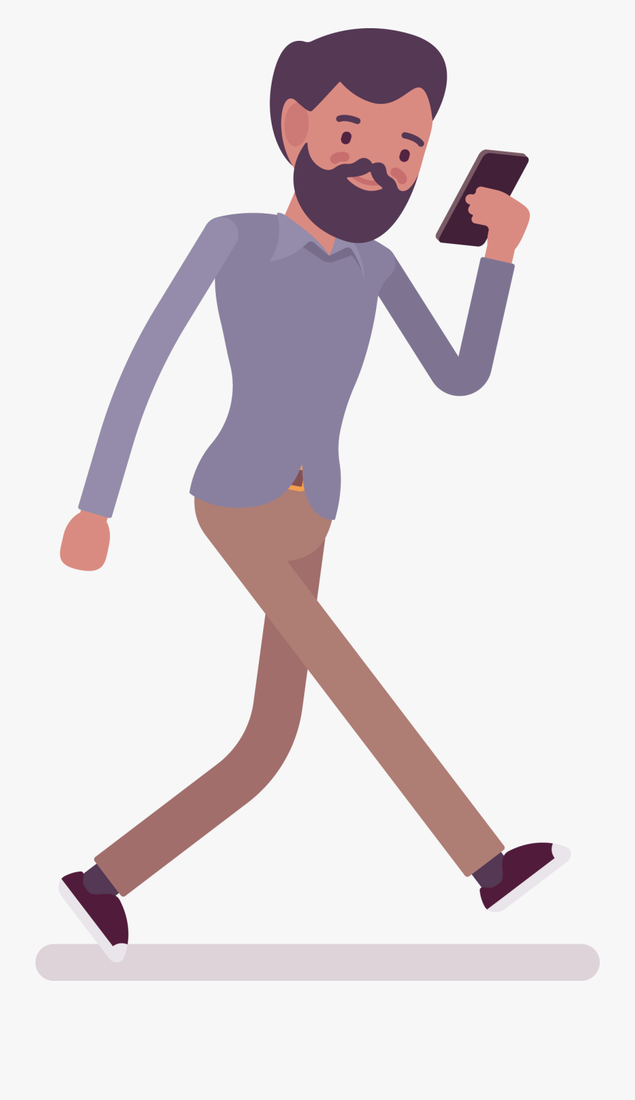 Walking Cartoon Png - Holding Phone And Walking, Transparent Clipart
