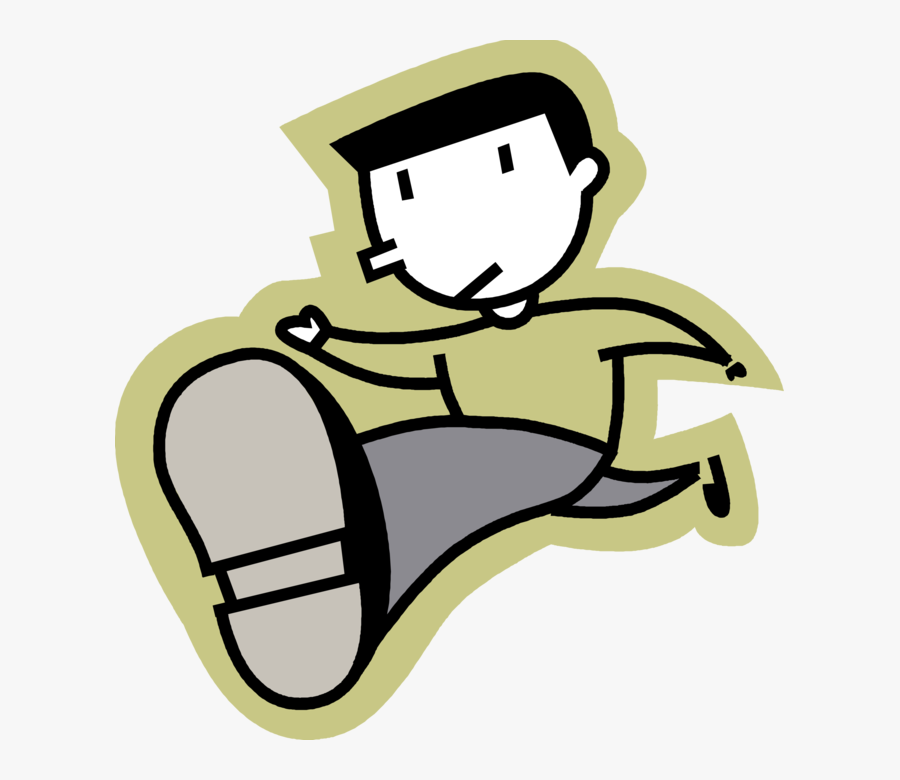 Vector Illustration Of Man Walks Briskly With Long - Clip Art Uomo Che Cammina, Transparent Clipart