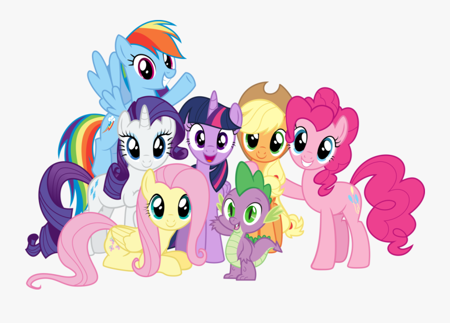 Mane 6 And Spike, Transparent Clipart