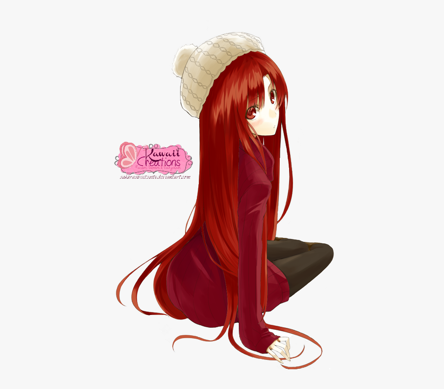 Transparent Girl With Long Hair Clipart - Anime Girl Red Hair Red Eyes, Transparent Clipart