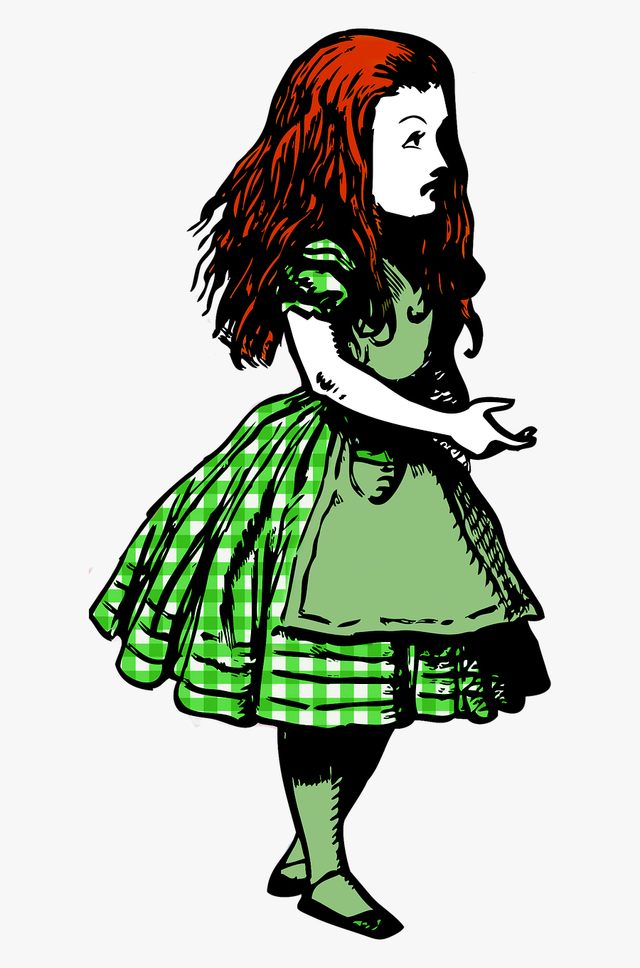 Alice In Wonderland Red Hair Gingham Free Picture - Alice In Wonderland Transparent, Transparent Clipart