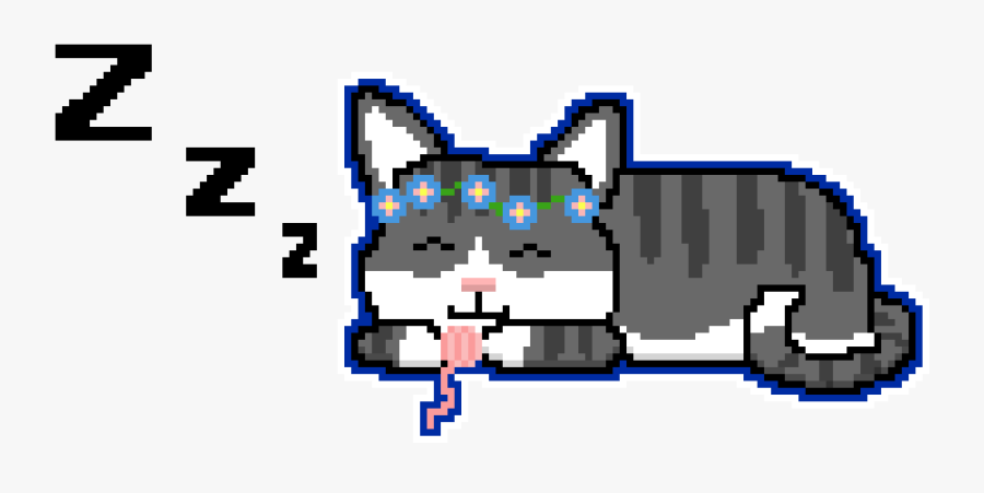 Pixel Cat Sleeping, Transparent Clipart
