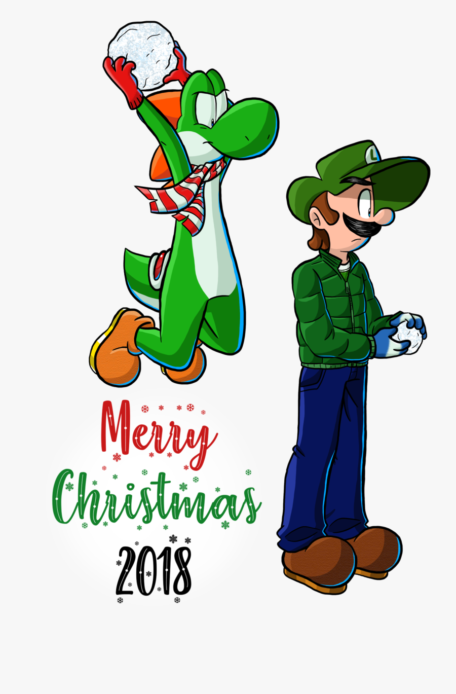Merry Crisis - Luigi And Yoshi Png, Transparent Clipart