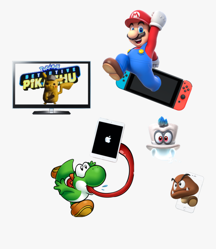 #yoshi #mario #cappy #goomba #pikachu #apple #ipad - Cartoon, Transparent Clipart