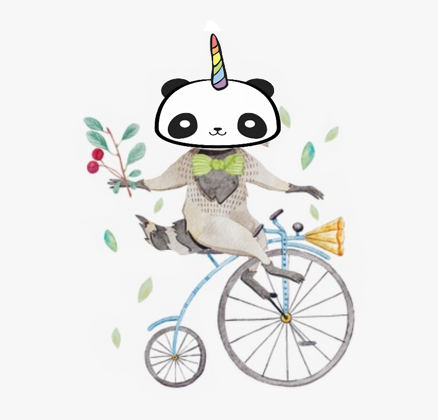 #unicorn #panda #pandaface #bike #cute #unique #animals - Watercolor Painting, Transparent Clipart