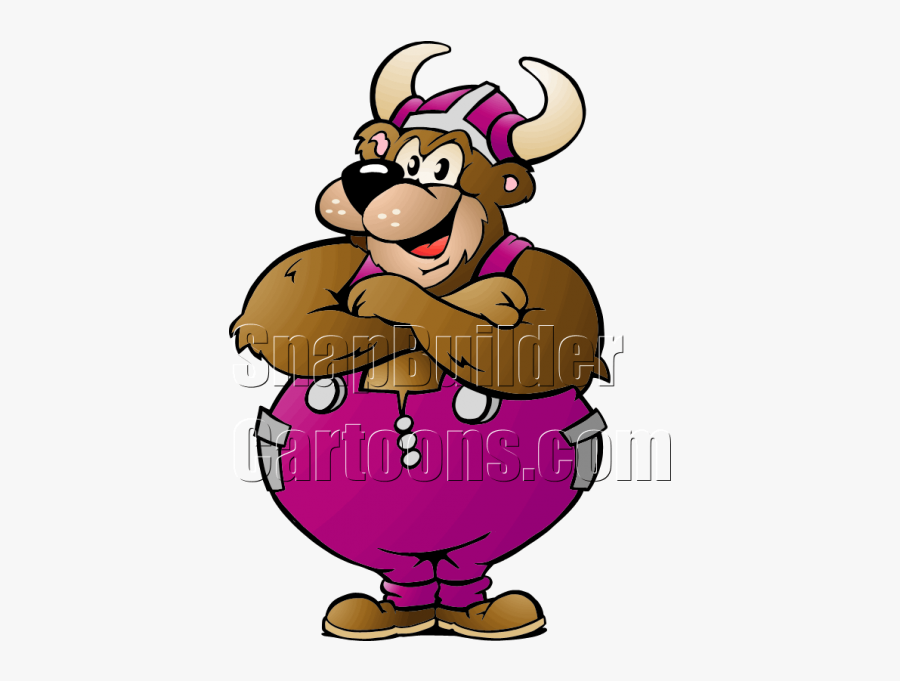 Bear Viking - Cartoon Bear In Overalls, Transparent Clipart