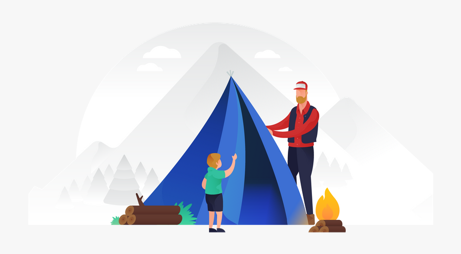 Father Son Tent Illustrations, Transparent Clipart