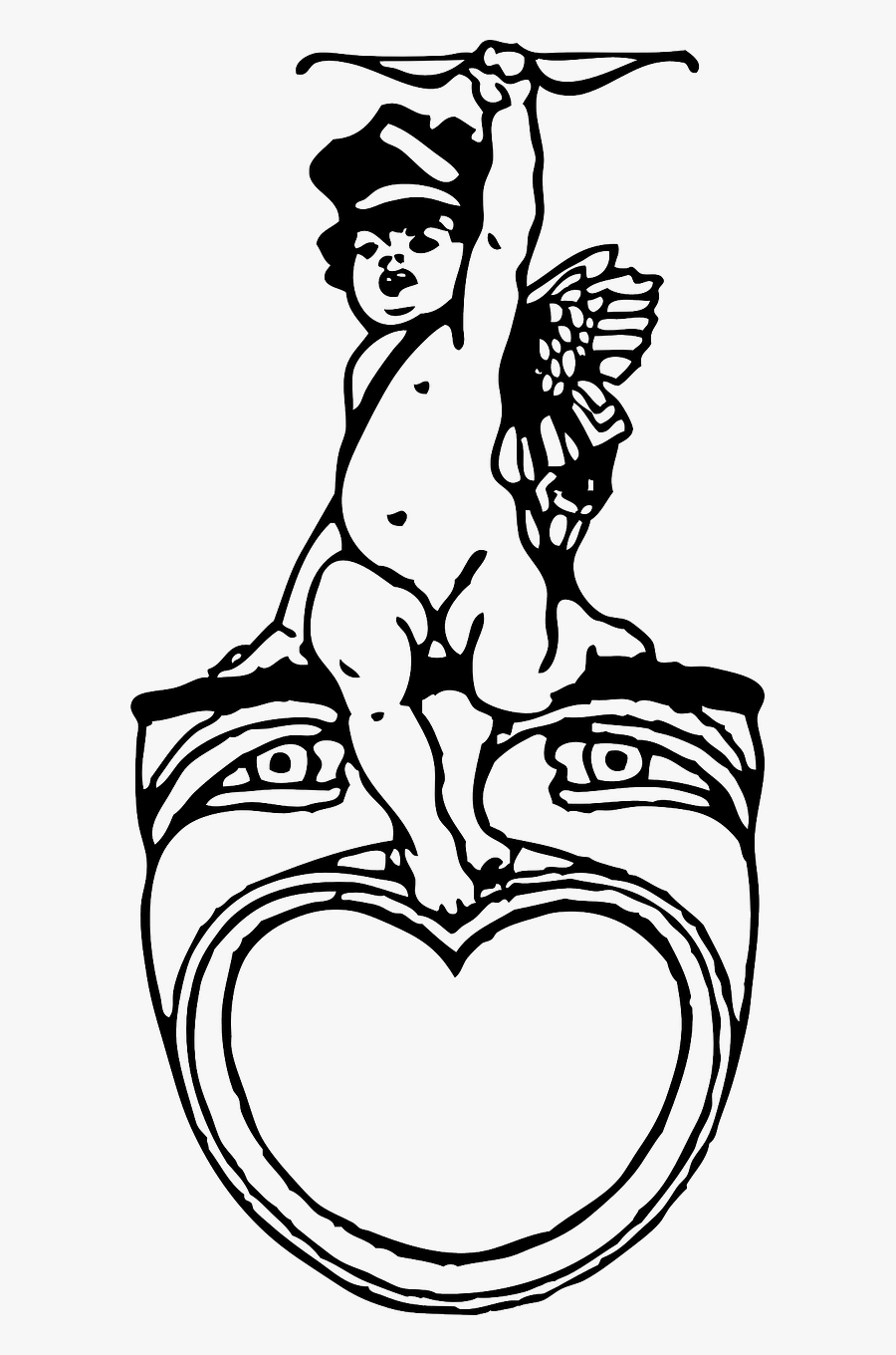 Cupid Cherub Angel Free Picture - Cupid Illustration Vintage, Transparent Clipart