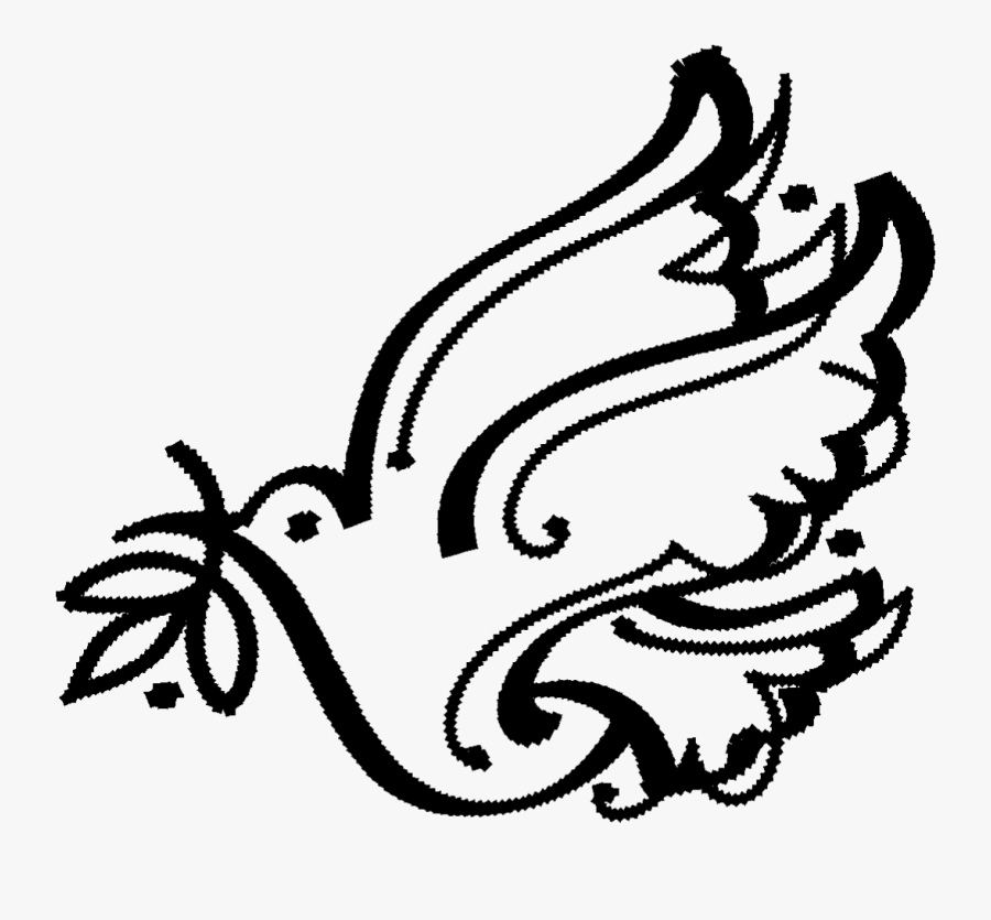 Dove Line Drawing - Colombe Porte Alliance Point De Croix, Transparent Clipart