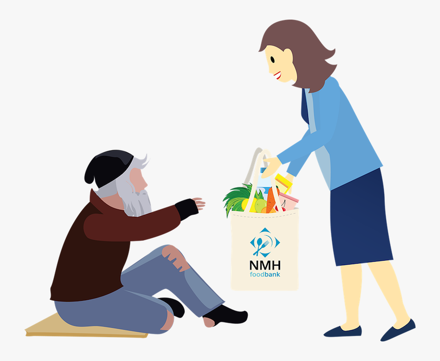 A Volunteer With No More Homelessness Gives A Bag Of - Giving Food To Homeless Clipart, Transparent Clipart