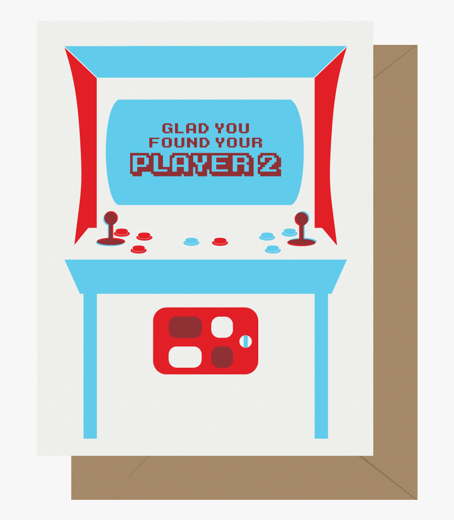 Player 2 Arcade Game Letterpress Greeting Card - Graphics, Transparent Clipart
