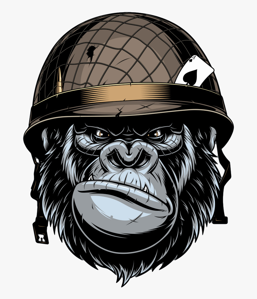 Gorilla With Helmet, Transparent Clipart