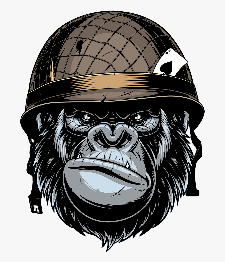 Gorilla With Helmet , Free Transparent Clipart - ClipartKey