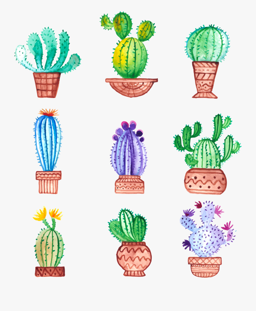 Clip Art Potted Plant Drawing - Cute Cactus To Paint, Transparent Clipart