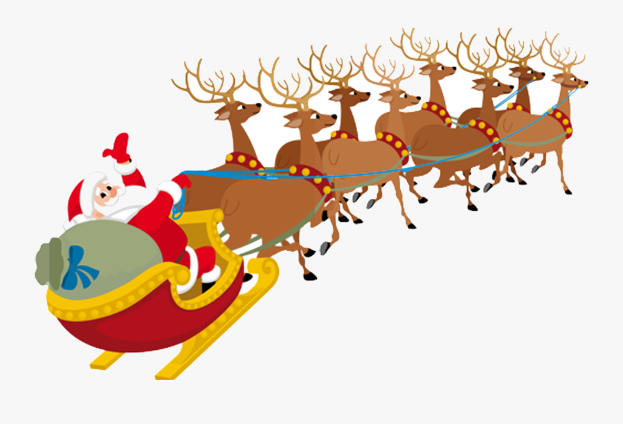 Sleigh Santa Clipart At Free For Personal Transparent - Santa Claus With Reindeer Png, Transparent Clipart