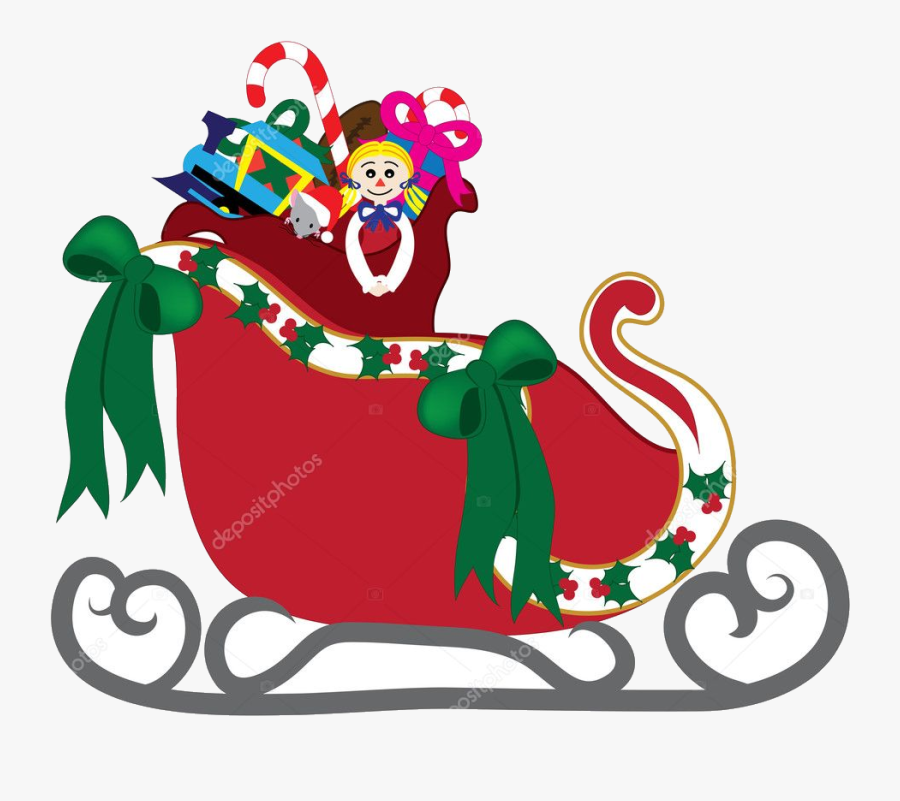 Sleigh Clipart Santa With Clip Art Illustration Of - Santa's Sleigh Clip Art, Transparent Clipart