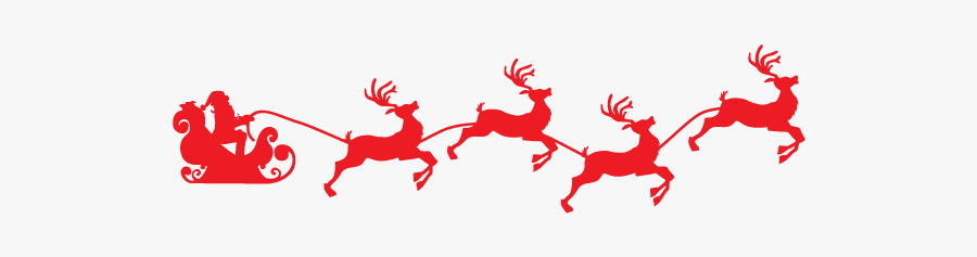 Reindeer Santa Claus Sled Clip Art - Santas Sleigh With Reindeer, Transparent Clipart