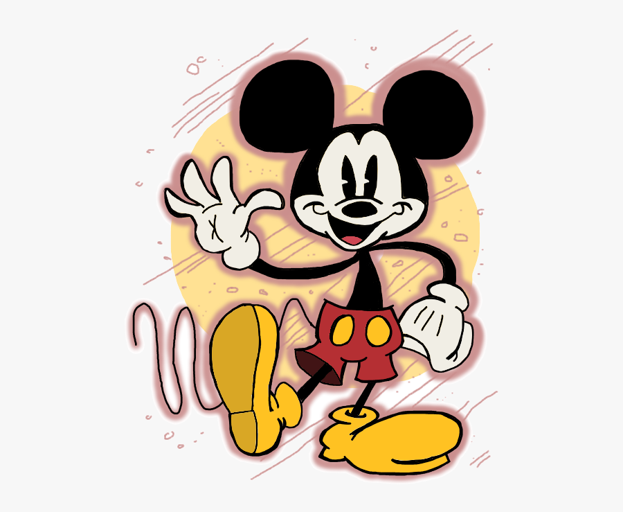 Traditional Colorful Mickey Mouse Waving With His Hand - Cartoon, Transparent Clipart