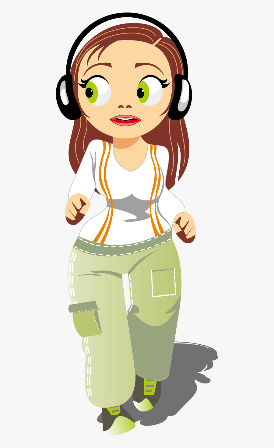 Cartoon Girl Vector Material Jogging - Cartoon, Transparent Clipart