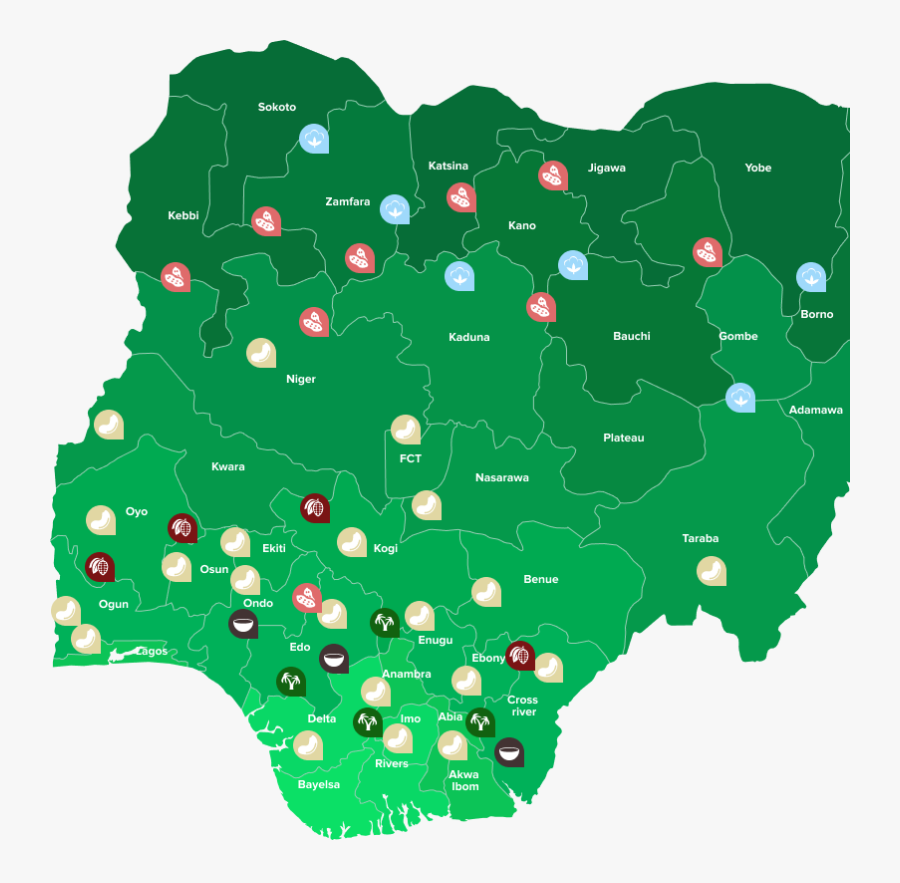 Map Of Nigeria Clip Art - Green Map Of Nigeria Png, Transparent Clipart