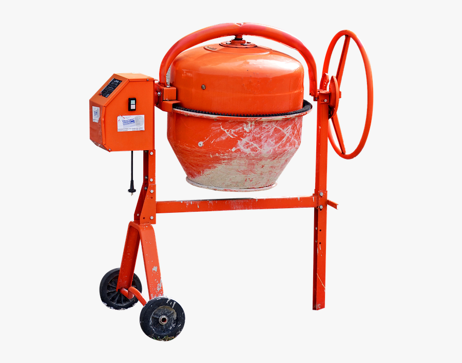 Mixer, Concrete Mixer, Orange, Construction, Isolated - Concrete Mixer, Transparent Clipart