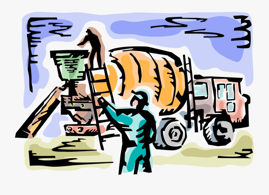 Vector Illustration Of Heavy Machinery Equipment Concrete - Illustration, Transparent Clipart