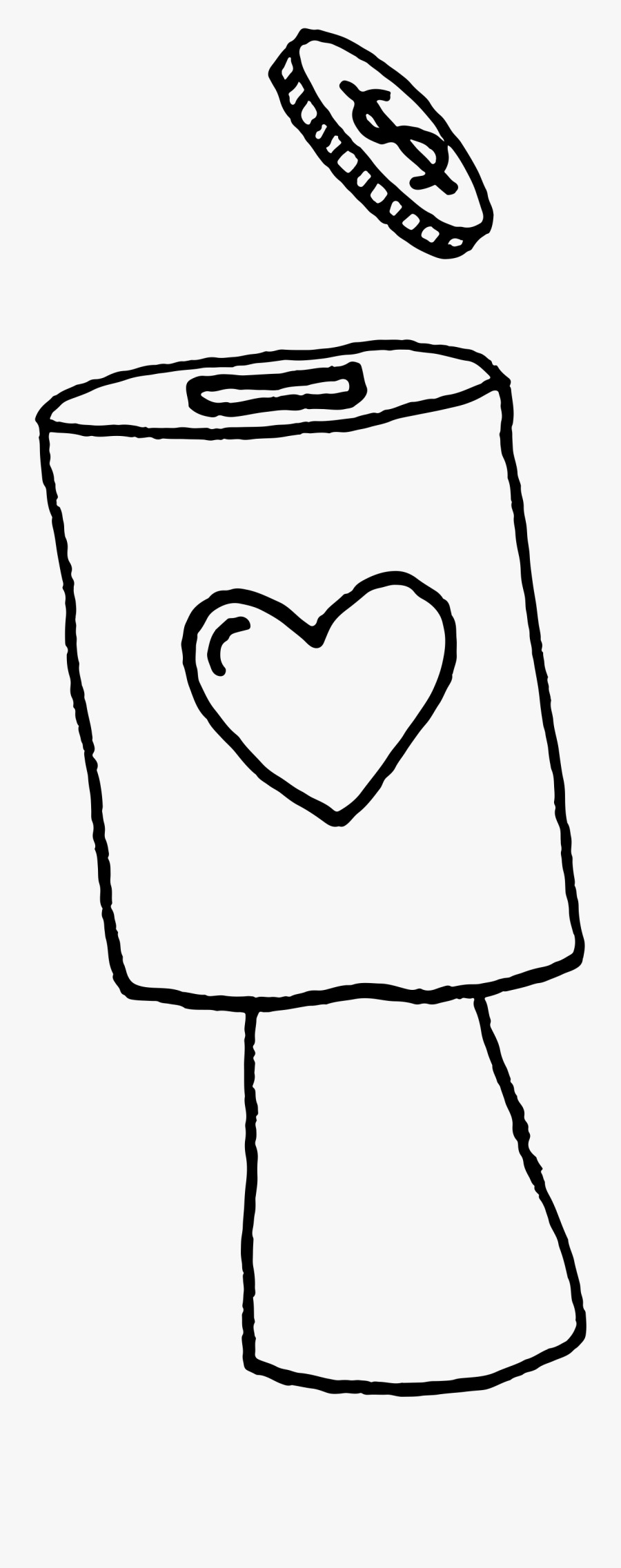 Hand Drawn Illustration Of A Coin Going Into A Fundraising, Transparent Clipart