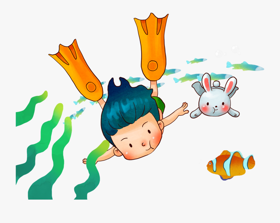 Swimming Download Underwater Diving Computer File - Cartoon Boy Swimming Underwater, Transparent Clipart